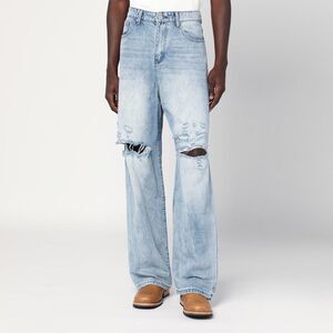 Basketcase Gallery Men's Light Blue Washed Jeans With Rips